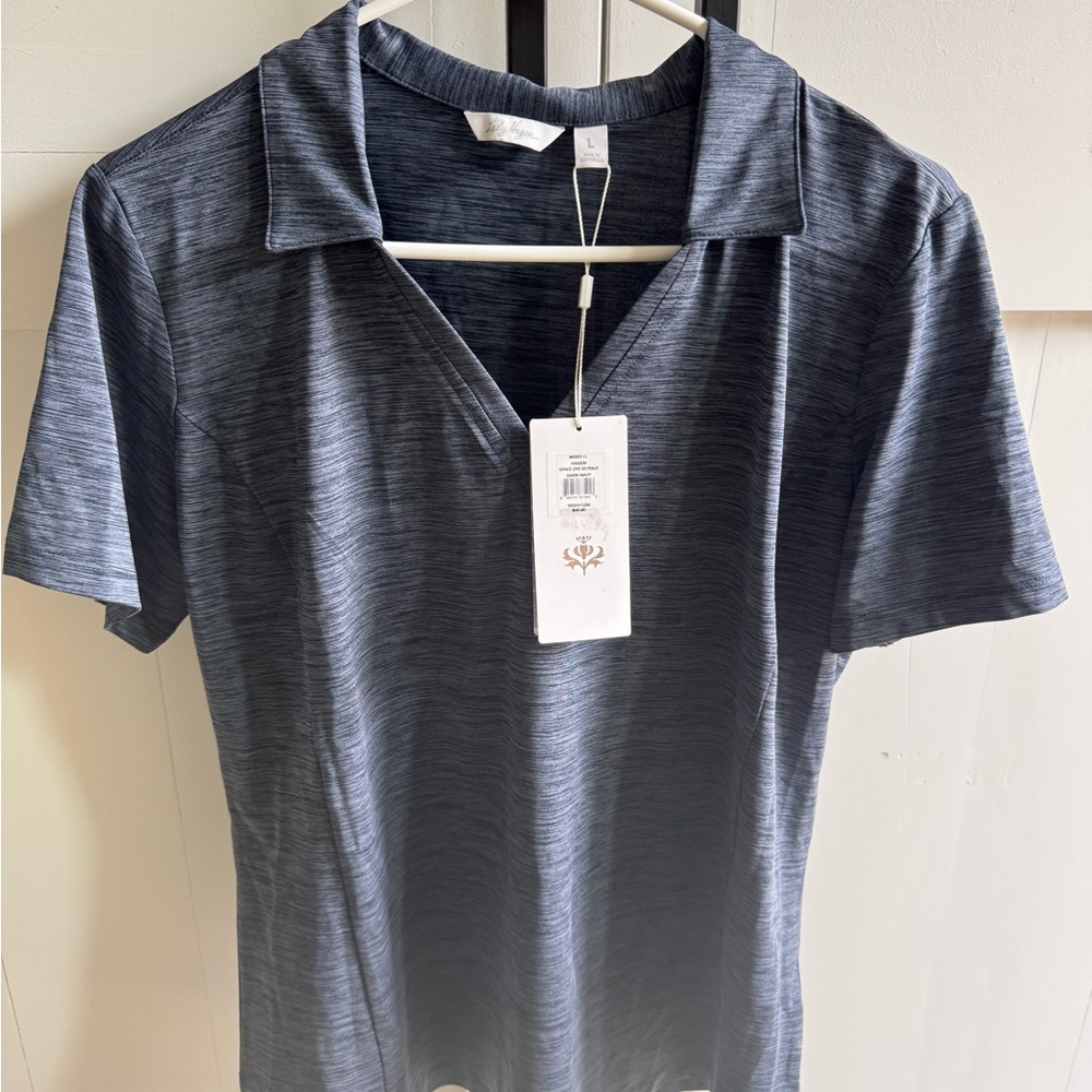 Lady Hagen Navy Short Sleeve Collared Tee